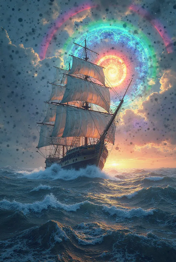 The name Randa with a ship in the sea and the power of a rainbow