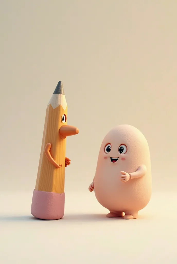 A rubber talking with a pencil 