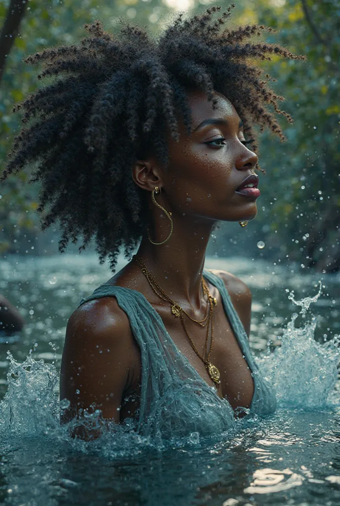 Black woman with a river within her
