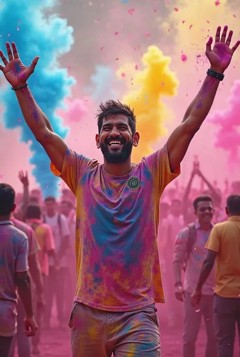 Ms dhoni happy Holi
