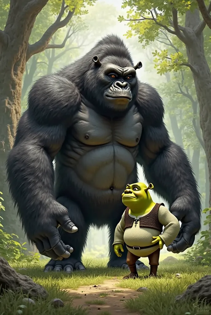 Draw a gorilla and get shrek next to it