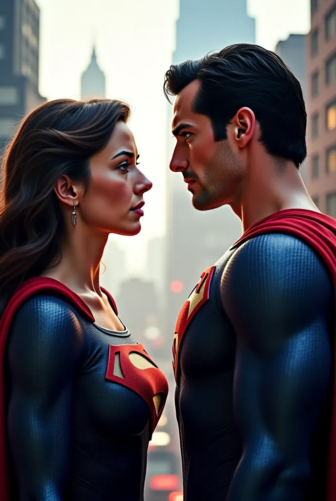 Superwoman approaches Superman with concern, asking, "What happened?" Her expression is filled with care and worry.