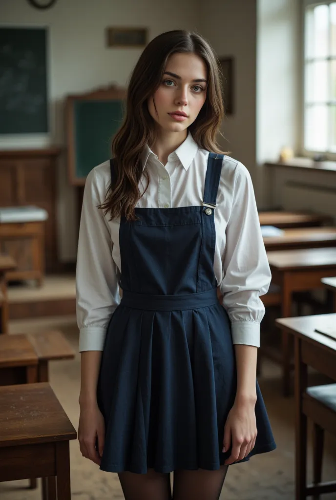 Russian schoolgirl in school uniform beautiful girl realistic photo in black tights girl 18 years old