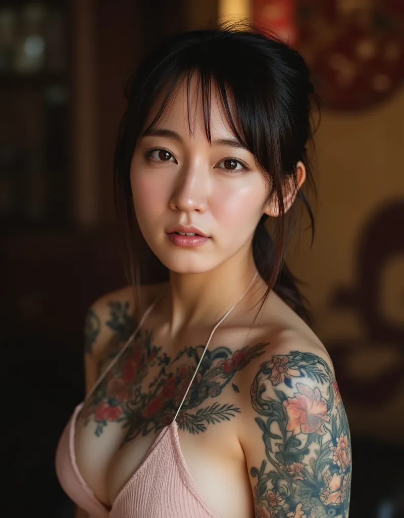 Beautiful Yakuza Girl, cinematic lighting, UHD, masterpiece, accurate, super detail, high details, high quality, award winning, best quality, highest, 16k picture quality, ultra detailed face, realistic textured skin, perfect anatomy, perfect fingers, NSFW...