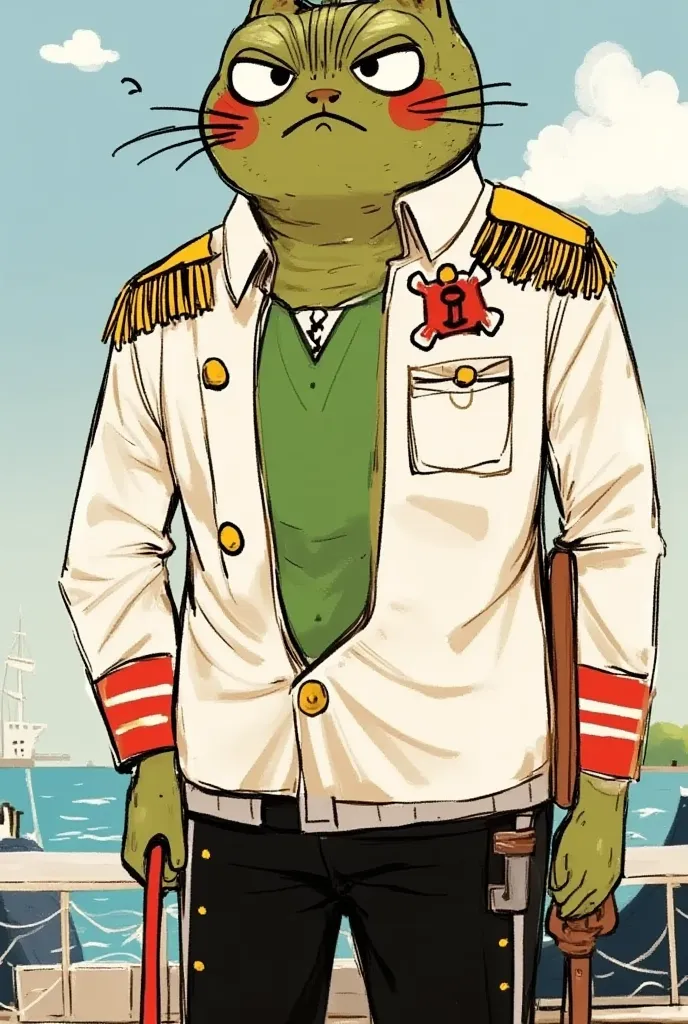 Admiral of the Navy salamander with open uniform and green vest under white character concept