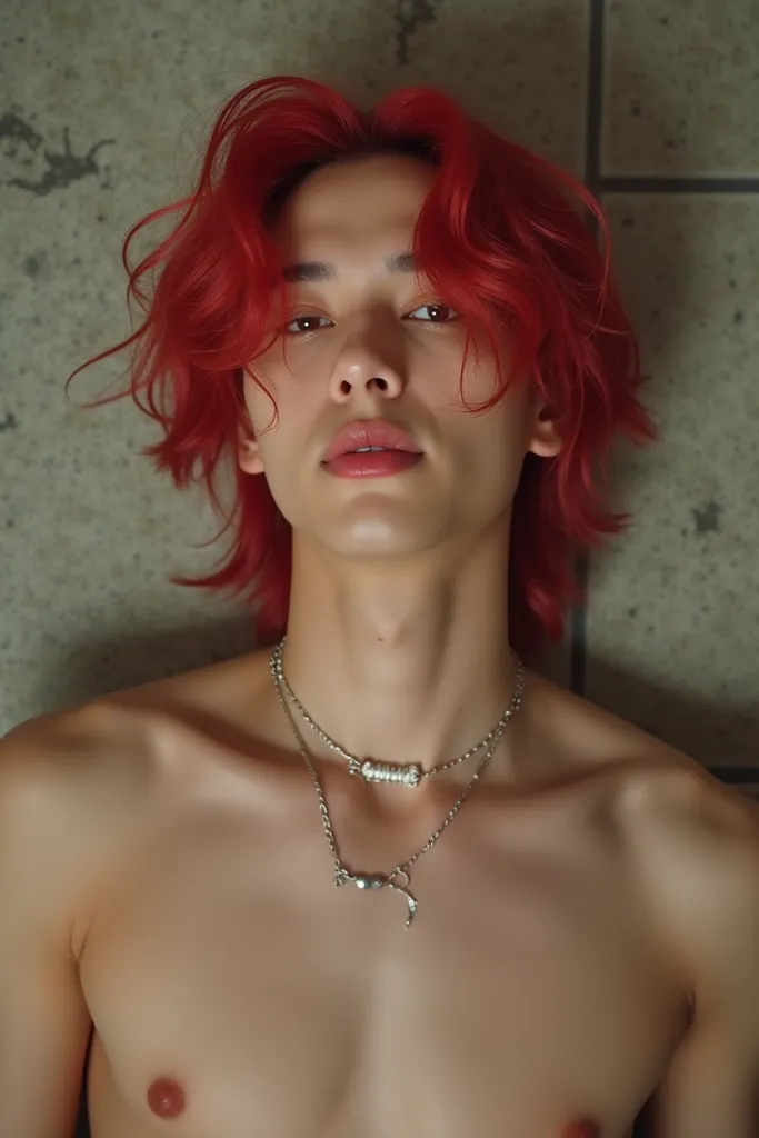 Jungkook bts with long red hair shirtless