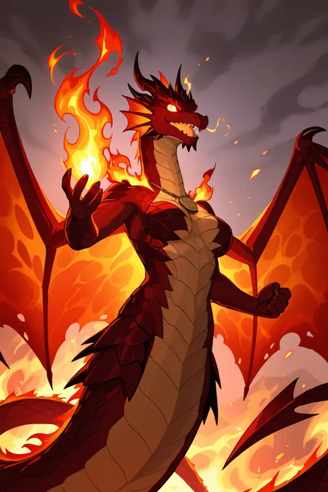 fire frame with red dragons around