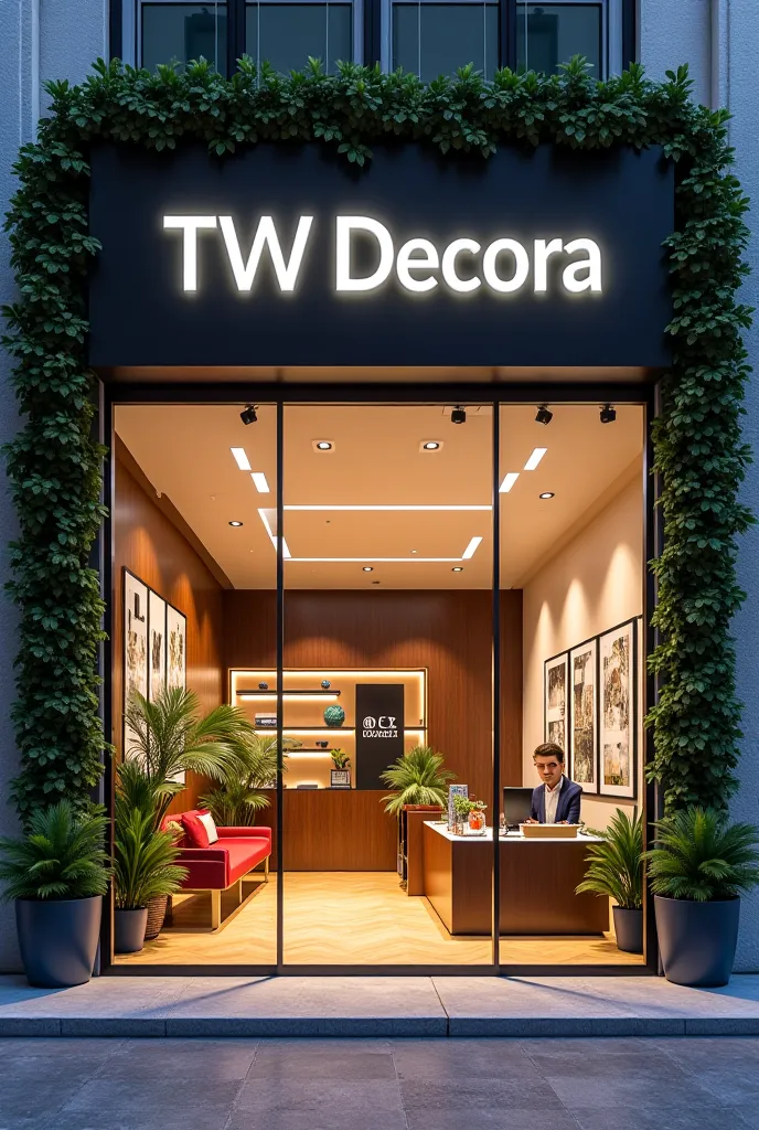 Create an image of a real estate store whose name is TW DECORA