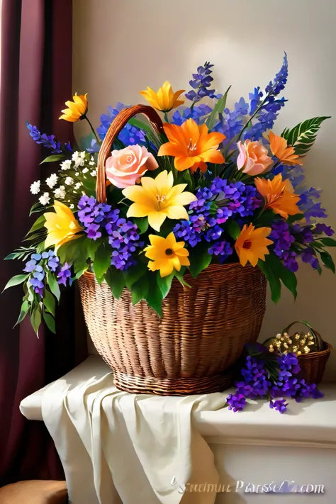 picture , baroque,Flower basket