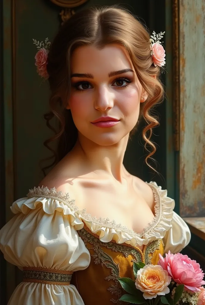 Portrait of a Beautiful 16-year-old German Girl in 19th Century Munich 

medium: oil painting
beautiful detailed eyes, beautiful detailed lips, extremely detailed eyes and face, long eyelashes
chestnut brown hair in elaborate curls, styled with a delicate ...