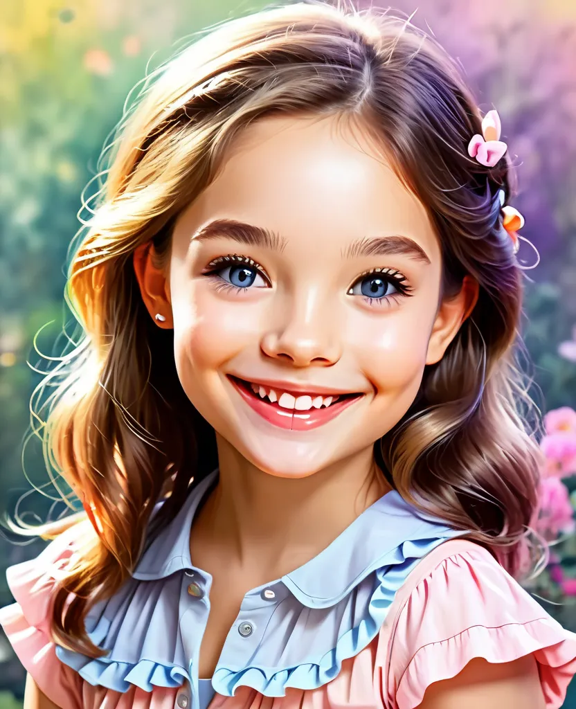 (pastel color:1.1), (colorful:1.2), (masterpiece:1.35), (cute illustration:1.5), best quality, original, (lovely smile), sweet, beautiful, pretty and cute girl, Extremely detailed and beautiful face and eyes, (watercolor:1.2), (full body:1.2)