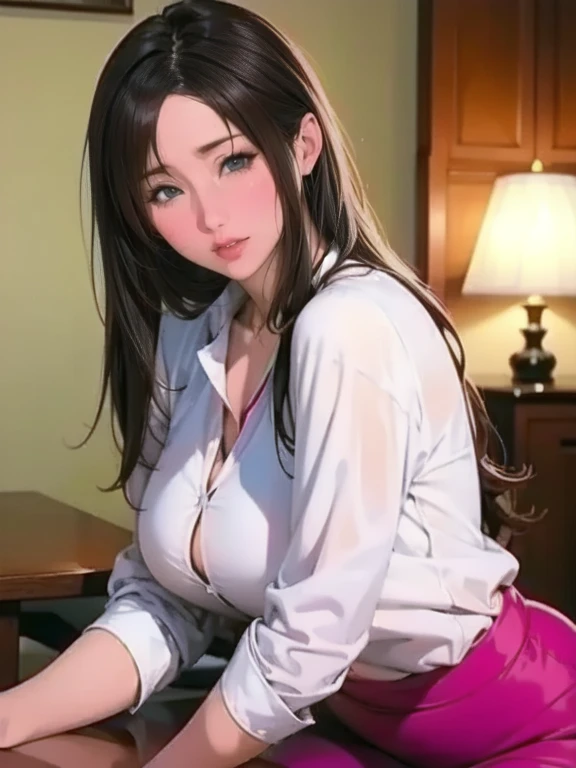  in a close-up of a woman、Wearing a white shirt and smiling, Ayami Kojima Amano, deayami kojima, Beautiful Korean Woman Wearing Black Hair,  Park Ji Min , Chiho, Chiho ashima,  Closeup of Tsuyu , Yoshitomo Nara, Janice Sun, Lee Ji-eun, Lee Ji-eun