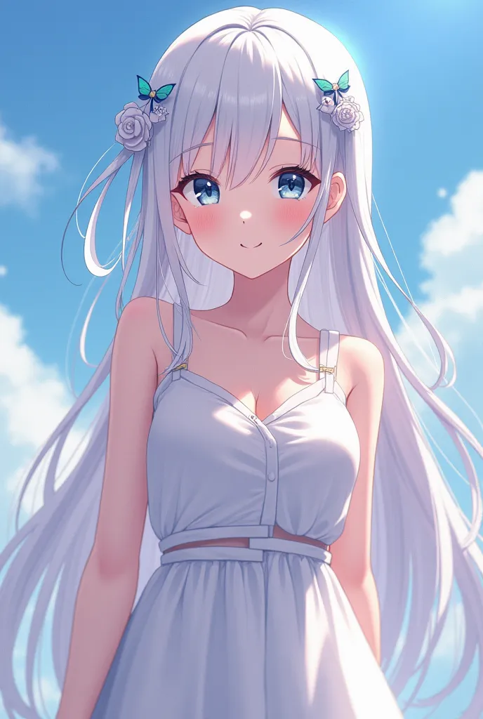 ((anime image),  absurd, (absurd resolution)), masterpiece, best quality, (Extremely detailed 8k unit CG wallpaper), (best illustration), ( best shade ), realistic lighting, detailed and beautiful glitter, ((29 years old)), girl, long white hair, clear blu...