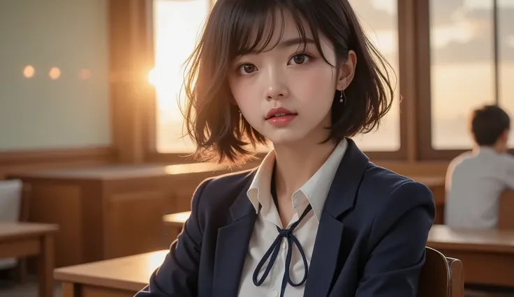 8k,ultra high definition , top quality, masterpiece,rule of thirds,golden ratio,surreal,pictures, One Woman,( girl:1.3),cute,cute顔, Beautiful Eyes in Every Detail , 細かくdetails,mature women,princess,upper body,smile, black hair,Wavy bob,ID photo, luxurious...