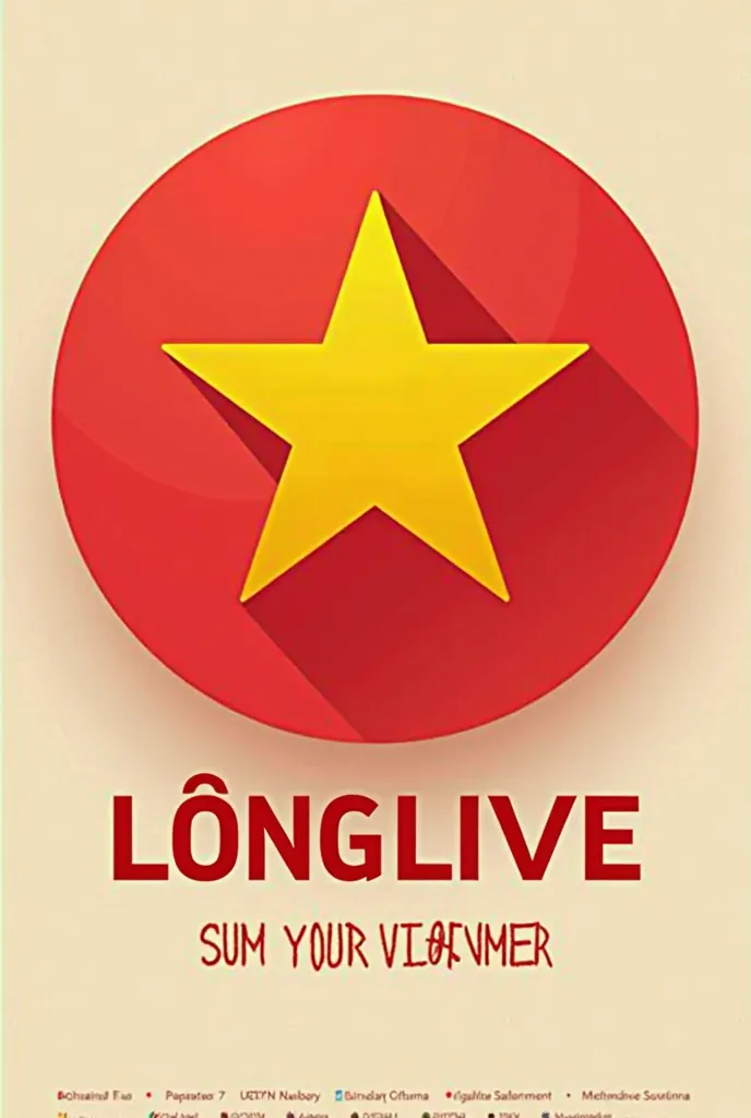 A logo,  with a Vietnamese flag , signature "long live"