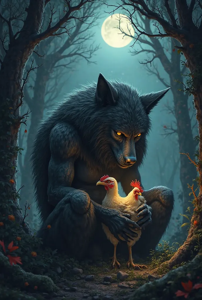 Play a werewolf with a chicken in your lap during a night