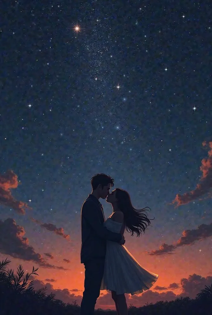 [Verse 1]
Under the velvet sky,
Your hand in my, we're flying high.
The city disappears, the world is so small,
 but with you , I have everything.

[ Pre-Refrão ]
oh, the stars are singing our melody,
Dancing close, Just me and you.

[Refrão]
Beijo à starl...