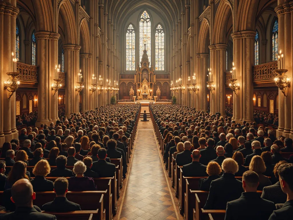 an American Episcopal church attracts a large number of faithful. View from above