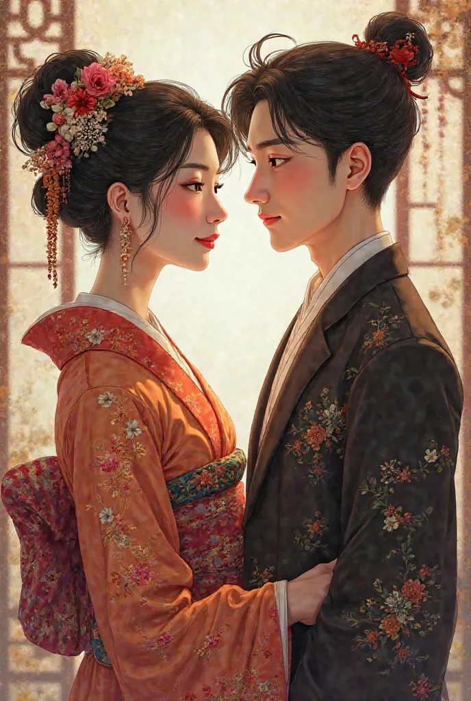 Anime sister with handsome brother sister looking older brother in chinese dress sister in japanese dress 