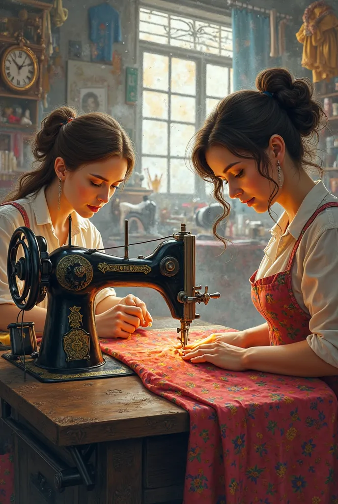 Beautiful cover about sewing machine workshop 