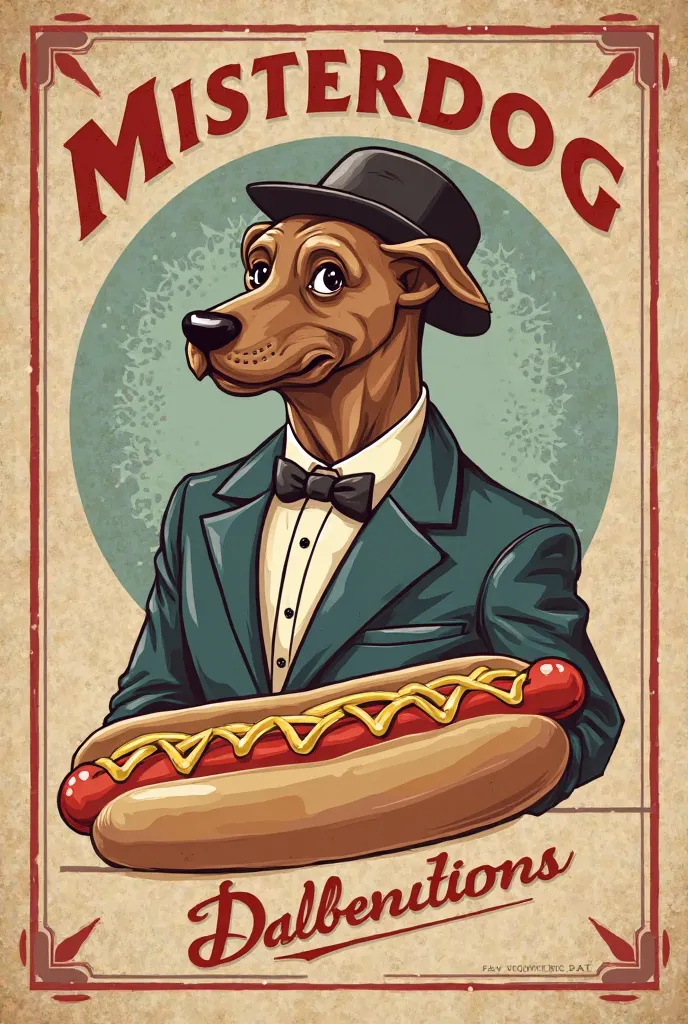 vintage retro business card for hot dog diner with the name of Mister Dog