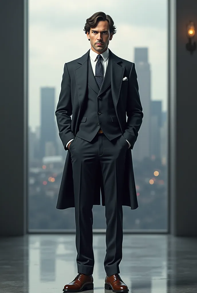 Modern Sherlock Holmes,  neckline in a formal suit