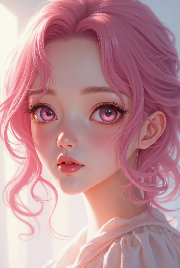 Sawako pink blush and pink lips with pink hair