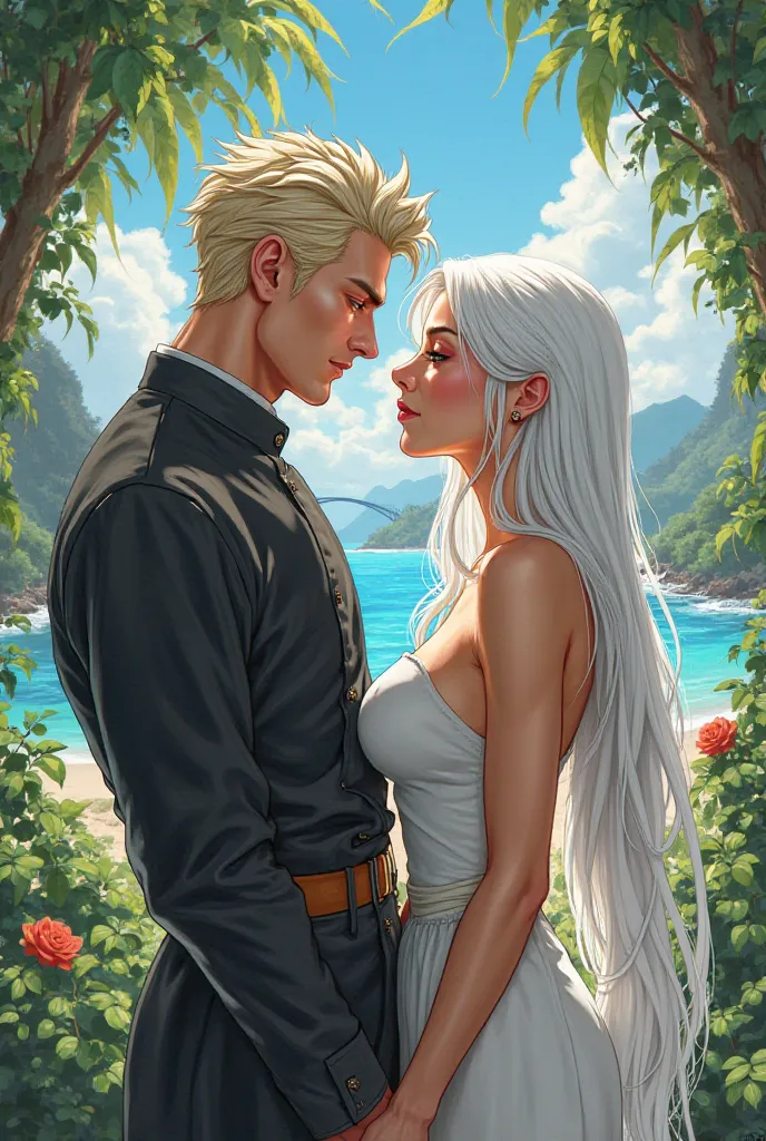 Create two ren that would be Sanji and I, a tall girl. With a white complexion with white hair and a very toned body, I want you to create some ren that I would have with Sanji.