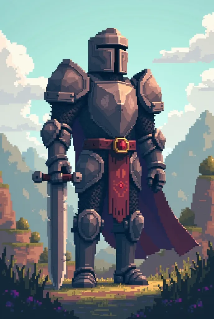 Draw a knight with a Minecraft pixel theme