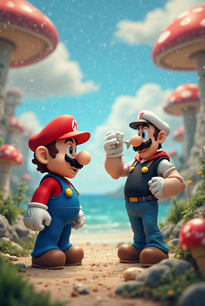 Super mario and popeye against caries