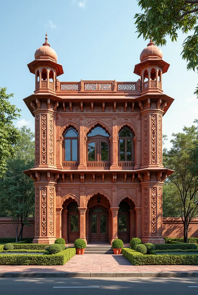 A duplex residence in Rajshahi, made by terracotta and Mughal architecture 