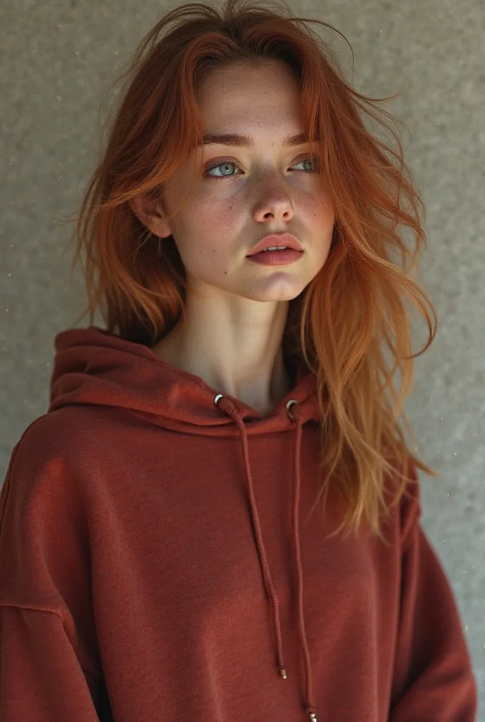  girl dark red blonde sweatshirt