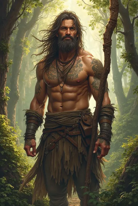 Create an illustration of a male nature inspired by role-playing games