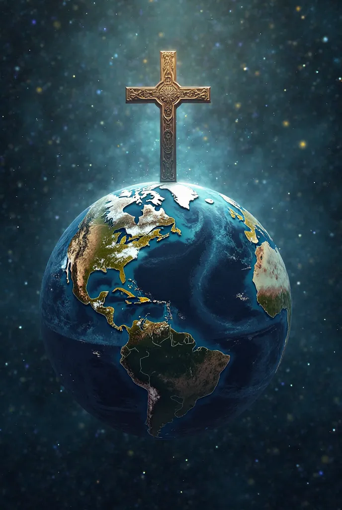 Earth globe with a cross in the middle