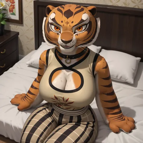 score_9, score_8_up, score_7_up, source_anime, source_furry, (beautiful, detailed background, digital artwork, digital art, well shaded artwork, depth, detailed artwork)1.2, 1girl, female, furry, anthro, Master tigress (Kung fu panda), Anthro tiger, detail...