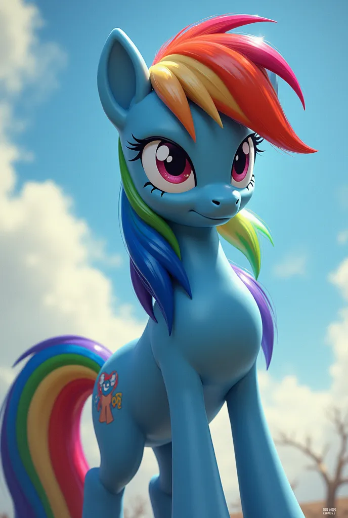 Rainbow dash de my little pony pero realistica y con una cara seria