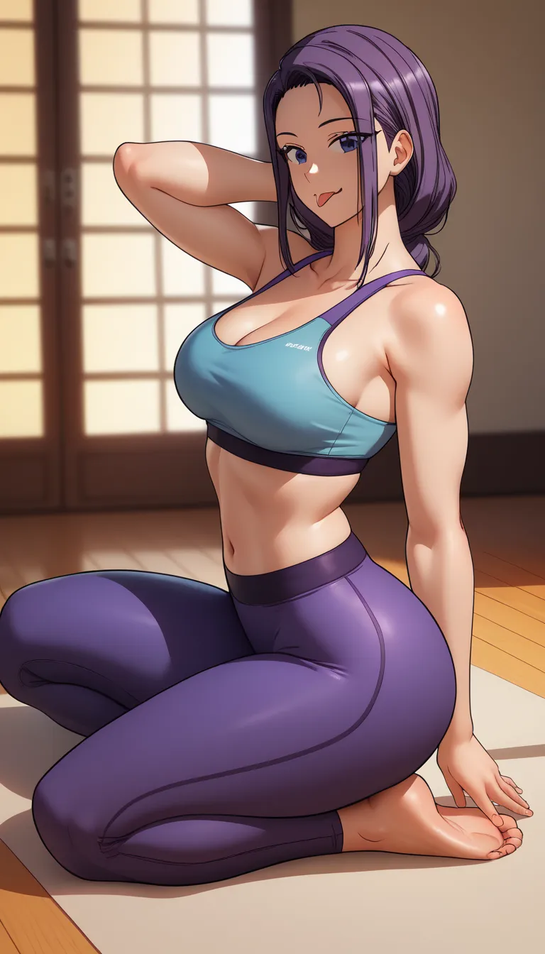 Tsubaki Miyajima, 
最High Quality, obra maistra, , High Quality, Alta Risolución, a girl, Misure woman , purple hair,   Collections  , blue eyis,  beautiful,  beautiful and perfect face, smile, imprisionantis, Tongue out, traviiso, Look at your audiisce,,  ...