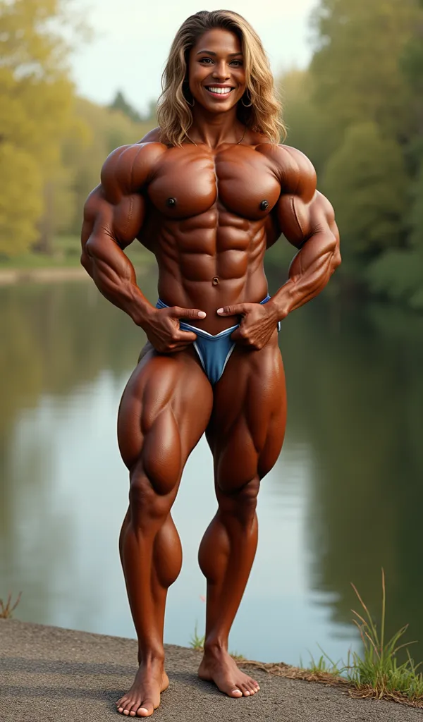 Ultra-realistic full-body render of a jaw-droppingly muscular Russian IFBB pro bodybuilder, showcasing impeccable anatomical precision and hyper-defined musculature. Her physique is a masterpiece of symmetry and proportion, featuring massive, bulging bicep...