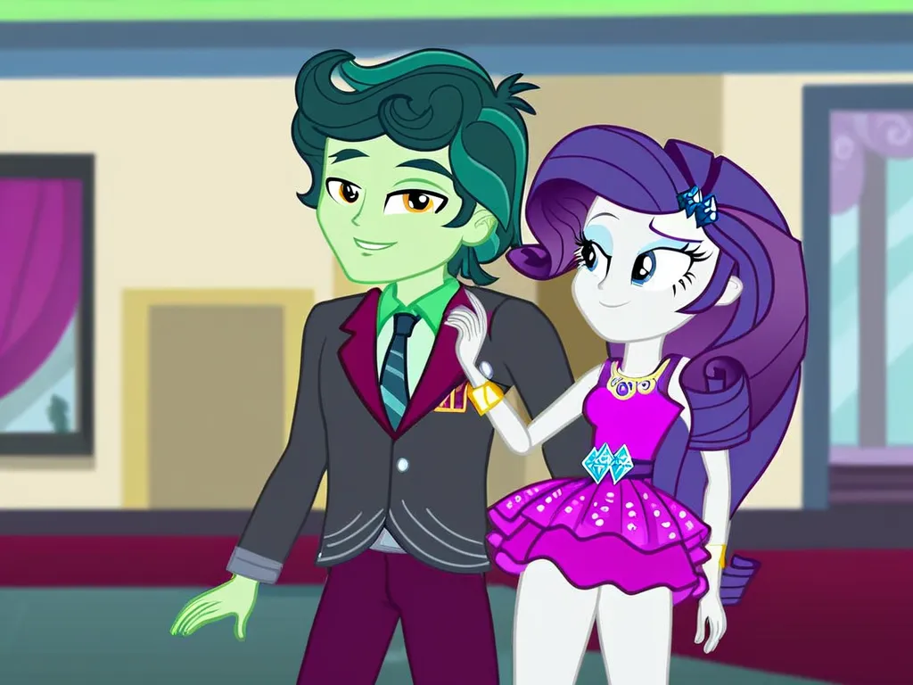 Loki girl With black hair .She has pale green skin and blue eyes. "She stands in the"  moonlight. Equestria Girls Style  Cartoon  18+ She's in her Loki costume.  She walks around the city of Nytvë , She met Rarity.   Romance  Sex