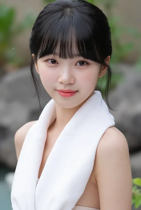  slender body , dark hair with bangs，全naked，naked， Chest for Men，small breasts,最high quality,high quality  、 Max image    、16k,最high quality 、  high quality 、最high quality  、  masterpiece 、   Realistic fingertip distance and approach   、   detailed and rea...
