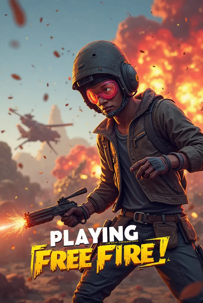 For a YouTube thumbnail with the title "Playing Free Fire", here are some ideas:

1. Action-Packed Battle Scene

A dynamic in-game screenshot of an intense fight scene (e.g., shooting, explosions, or last-circle battles).

Bright, bold text overlay: "Playi...