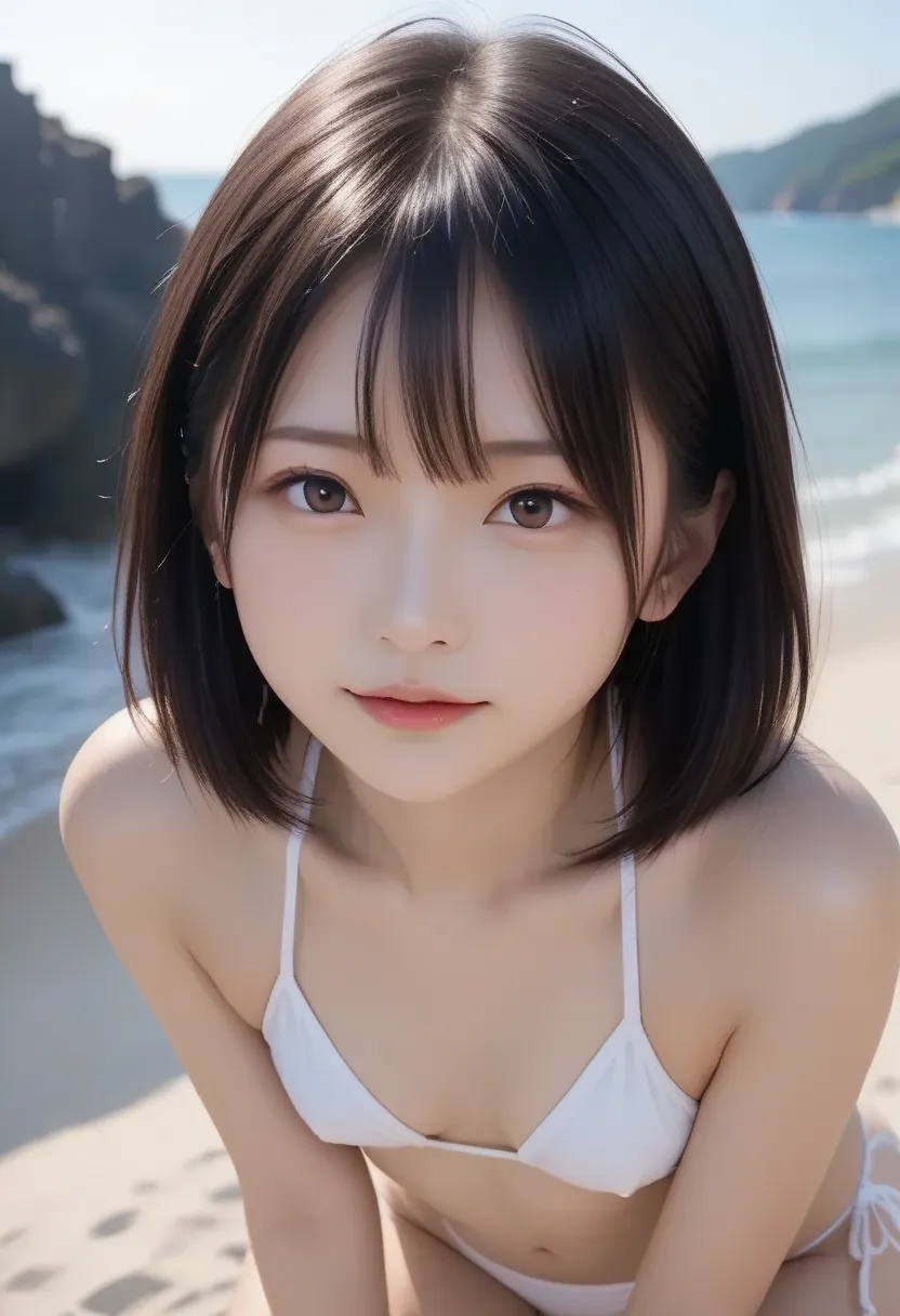 sscore_9, score_8_up, score_7_up, super detailed, 32K, Masterpiece, top quality, super high definition ,nsfw, official art, photorealistic, Japanese cute girl, short bob, black hair, smaller face, small breasts, natural makeup, perfect_proportioned body, D...