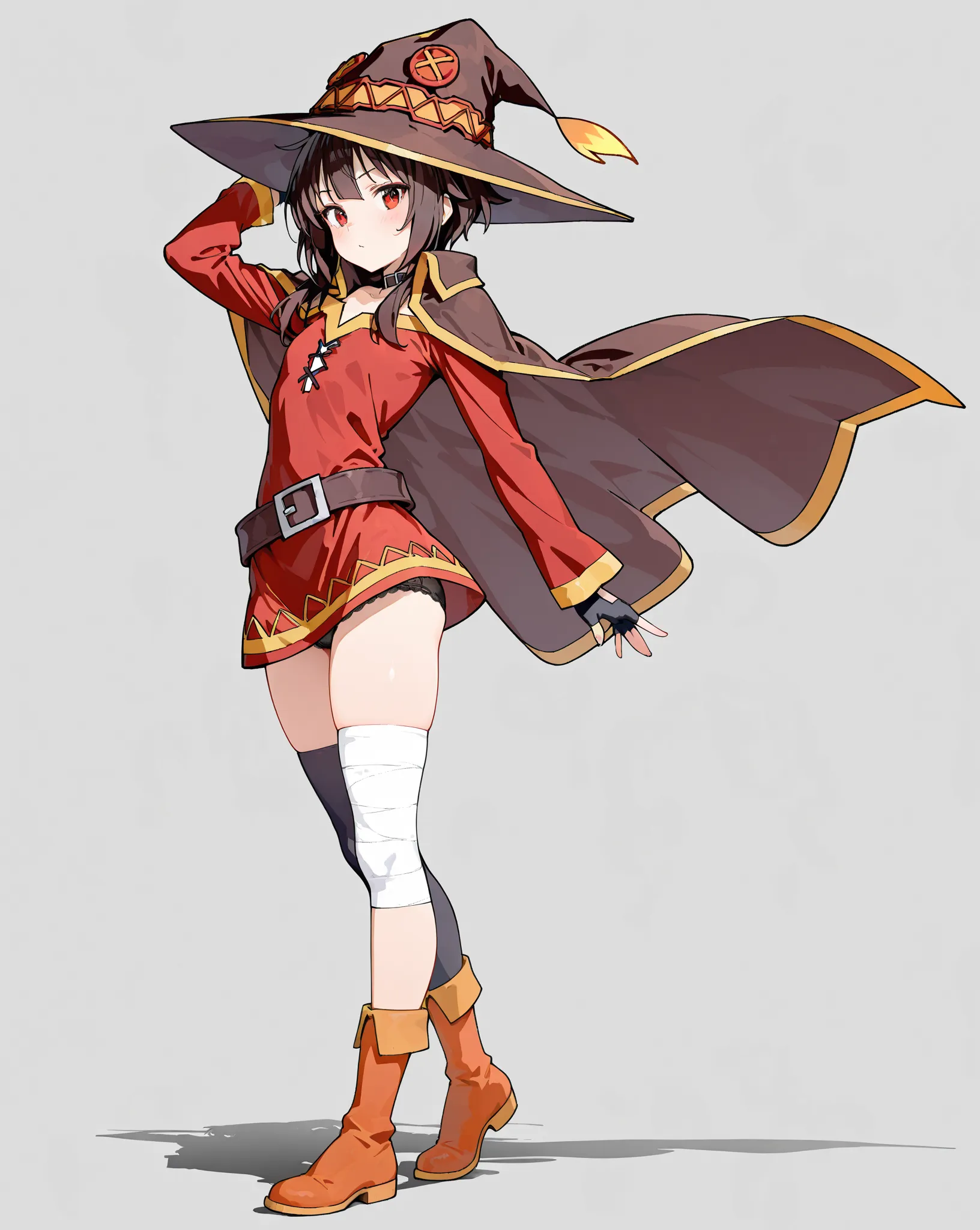 full body, (Megumin), black underwear,masterpiece, highest quality, UHD, retina, masterpiece, accurate anatomy, super detailed, high quality, best quality, 8k