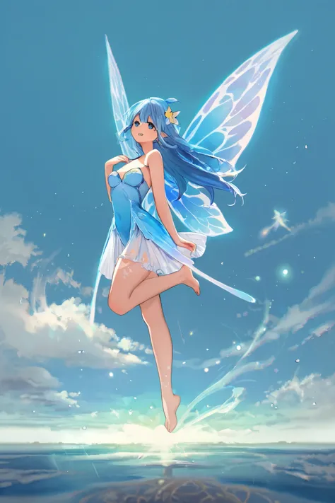 Fairy blue girl with big wings
