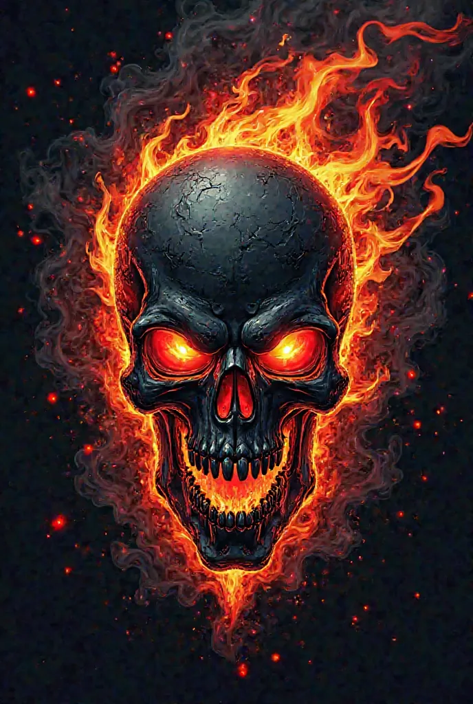 Motoclub logo with fire and motorcycle skull and violent legend writing