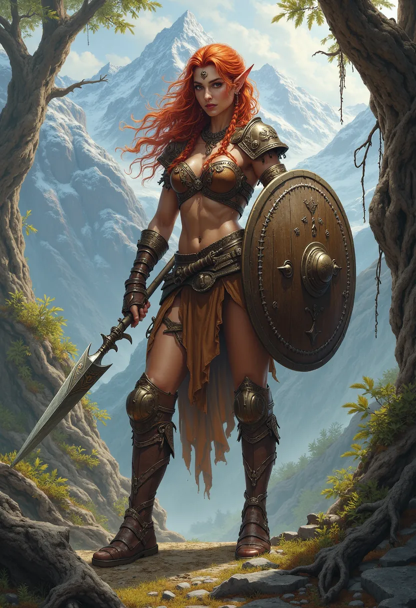 Amazon elf with shield and spear rustici 