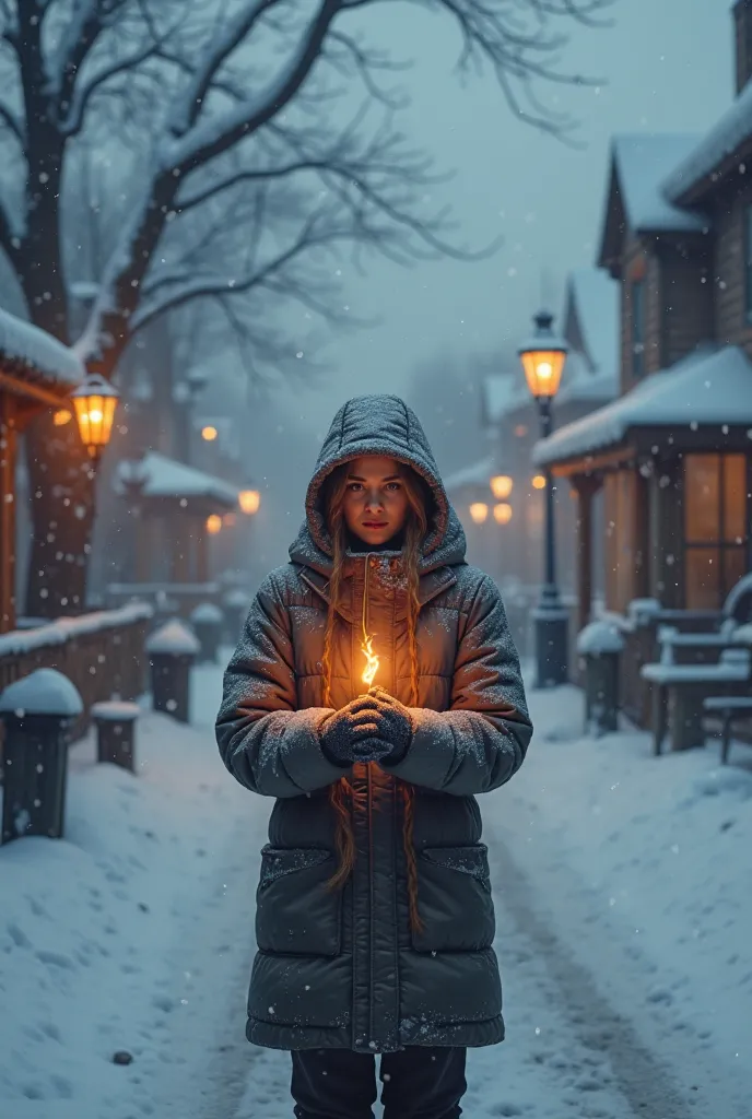 A  holding match outside in snowytown