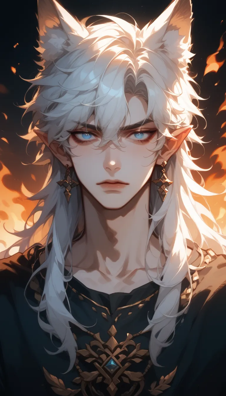 (Score_9, Score_8_ up), Score_7_  dark vibe ,  adult male,  White hair,  Fluent language  ,  a boy ,  blue eyes,   No emotions  , male concentrated, concentrated, Chest,  Extinguish the fire  , Reality , Break ,   sexy boy  ,  bangs cover eyes  ,  shirt、Me...