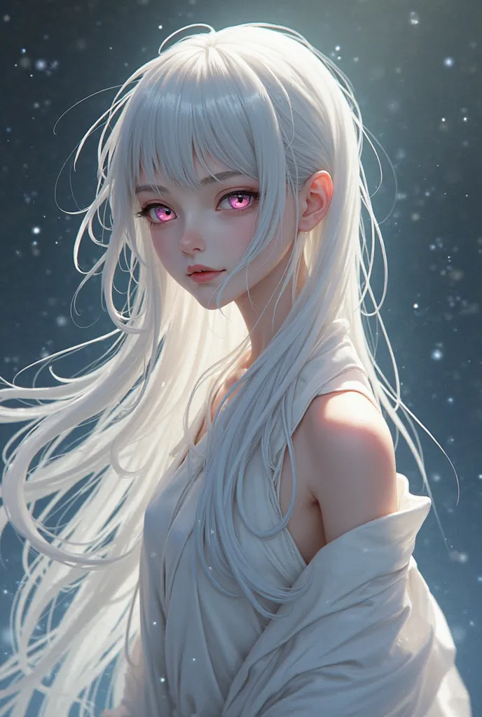 Character Description：

skin tone and body type：young people have pale skin，slim and slim，clothing宽松，like blowing in the wind。

Hair style and hair color ：White hair shines silver under the light，hair hangs down to the back of the waist，Hair is smooth，flow...