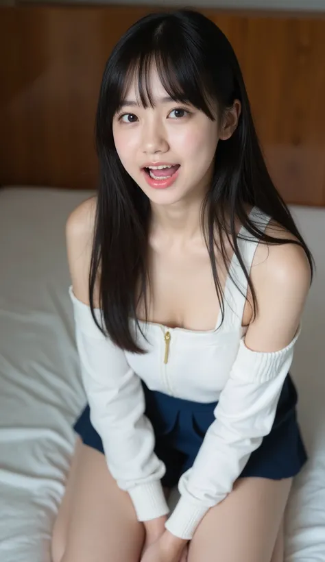 girl, black hair, long hair, Open your mouth wide and stick your tongue out, Accurate eye expression, Accurate facial expressions, masterpiece, super high resolution on brown, Very detailed, in detail, Detailed eye expressions, of the best quality, r...